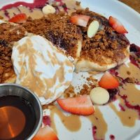 Biscoff, blueberry pancakes at Serenity Now in Glasgow