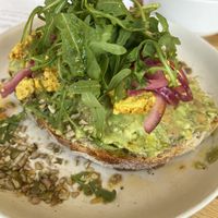 Avocado toast with tofu scramble  at Serenity Now in Glasgow