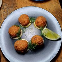 Codfish Cakes  at Essential Vegan @ Ten to One Bar in North London