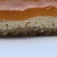 Passionfruit cake for those with vegan, gluten free needs.  at Essential Vegan @ Ten to One Bar in North London