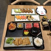 Chicken teriyaki and sushi - everything vegan expect on side-dish!  at Zen House 禅舍 in Kuala Lumpur
