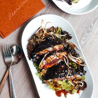 Onigirazu with smoked Tofu & more  at Forrest Bistro in Prague