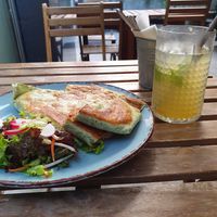 Quesadilla and homemade lemonade at Forrest Bistro in Prague