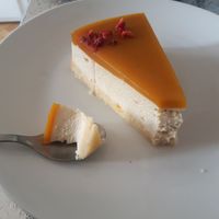 Mango cheescake at Forrest Bistro in Prague