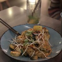Tom yum noodles with tofu  at Forrest Bistro in Prague