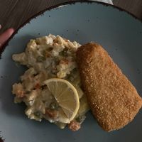 “Fish” filet and salad  at Forrest Bistro in Prague
