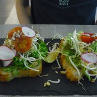 delicious bread with oil and vegetables at Forrest Bistro in Prague