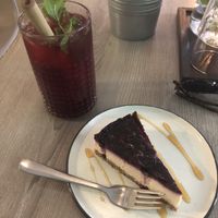 Cheesecake and cherry lemonade at Forrest Bistro in Prague