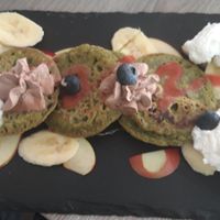 Buckwheat breakfast pancakes at Forrest Bistro in Prague