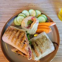 Chris' Burrito with Hummus at Cafe Nutrients in Naples