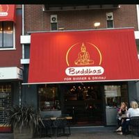 front of restaurant at Buddhas in Leiden