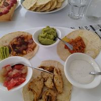Trio of Tacos (came with large bowl of tortilla chips) at Vegan Bombon in Alicante