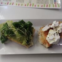 We tried two tostada & toppings to share. at Vegan Bombon in Alicante