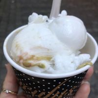 Coconut sorbet and pistachio vegan   at Luculus Ice Saloon in Bratislava