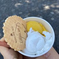 coconut and mango sorbet  at Luculus Ice Saloon in Bratislava