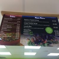 Menu at Falafel Munch in Birmingham
