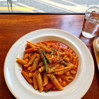 chickpea organic whole wheat penne pasta with tomato sause😍 at Sun - 카페 in Seoul