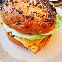 Sausage Breakfast Bagel  at Bite Me Cafe in Madrid