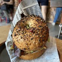 Breakfast bagel 😍  at Bite Me Cafe in Madrid
