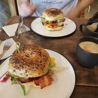 Breakfast bagel at Bite Me Cafe in Madrid