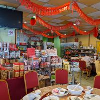 Interior decorated for Chinese New Year at Ring Zhi Vegetarian Restaurant in Kepong