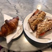 Vegan croissant and bbq jackfruit sandwich  at De Laatste Kruimel - Langebrugsteeg in Amsterdam