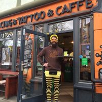 The coolest waiter!

Photo by: Chebela - Piercing, Tattoo and Caffe on Facebook at Chebela in Celje