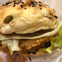 Grilled king trumpet mushroom burger at grEAT in Central Singapore