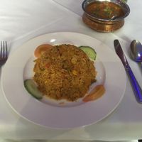 Vegetable biryani (plus a curry on the side) at The Grange Indian Restaurant in Milton Keynes