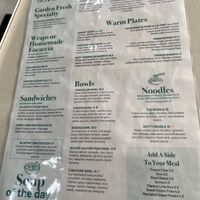 Vegan options clearly marked on menu  at Garden Fresh Cafe in Palm Beach