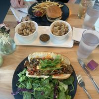 Vegan popcorn chicken in the middle   at The Street Eatery in Calgary