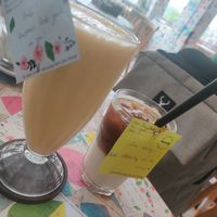 Soy smoothie and iced coffee at The Note Coffee in Hoi An