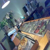 The help yourself saladbar and on top of that the dessert cakes. In the back you see the help yourself coffee and tea maker   at VlamIndePan in Haarlem