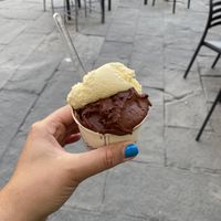 Chocolate and passion fruit   at La Bottega del Gelato in Pisa