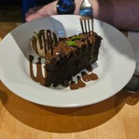 Vegan brownie with salted caramel ice cream at The Old Bridge Inn in Aviemore