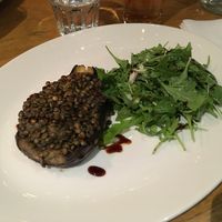 Roasted aubergine & lentil dahl with side salad at The Old Bridge Inn in Aviemore