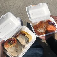 Pakora wrap and Chickpea curry - soooo good!  at Master Foody Moody's in Margate