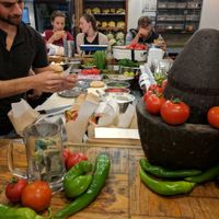 Counter preparing food at Miznon - Ibn Gabirol in Tel Aviv