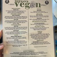 Seperate vegan menu  at Diego's in Newport