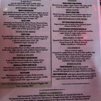 Vegan menu  at Diego's in Newport