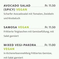 Menu starters at Tadka Indisches in Zurich