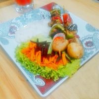 vegetable skewers at Agape Restaurante Vegetariano in Cochabamba