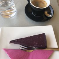 Blueberry cake and strong coffee  at Caffe Teater in Piran