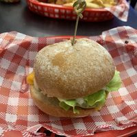 Mini phish burger  at Lord of the Fries in Surfers Paradise