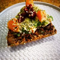 So good! Guafre. Just ask for the vegan one. This is the savour version with tofu and avo at VanFruct Campineanu in Bucharest