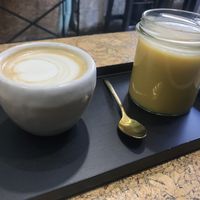 Soy cappuccino and fresh fruit juice  at VanFruct Campineanu in Bucharest
