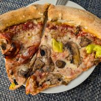 A couple of leftover slices because it looked so good that I forgot to take a picture of the whole pie! at Mellow Mushroom in Midlothian