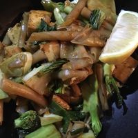 Noodles with veggies in sweet sauce. You should ask not to put eggs in.  at Chang Ba Thai Restaurant in Haifa