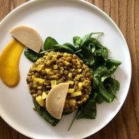 amazing salad with probiotic cultured nut cheese at Cafe Parallel 43 in Sofia