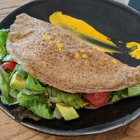 rice pancake stuffed with salad and avocado at Cafe Parallel 43 in Sofia